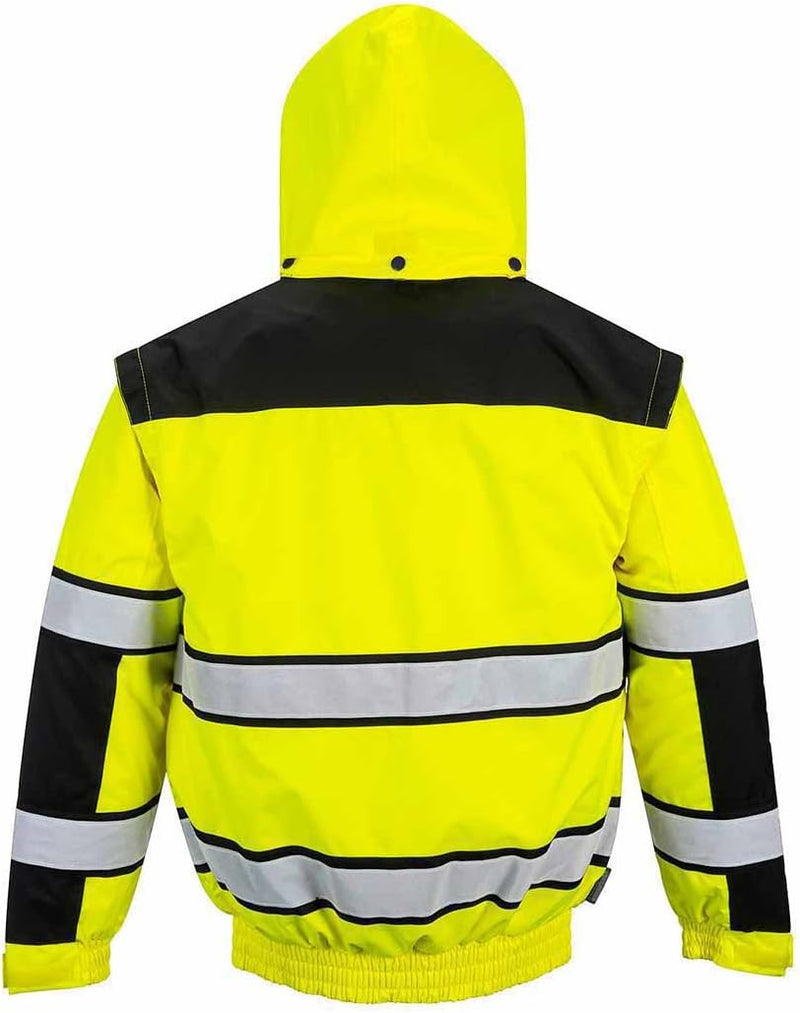 Portwest Klassische Warnschutz-Pilotjacke, Grösse: XL, Farbe: Gelb/Schwarz, C466YBRXL XL gelb / schw