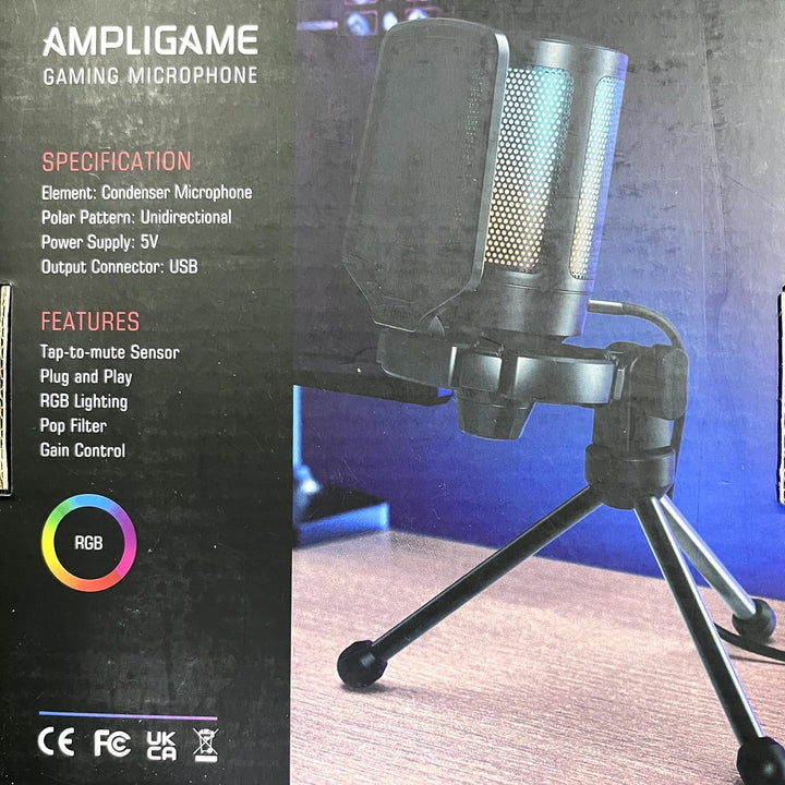 FIFINE Gaming Mikrofon PC, USB Microphone für PS4 PS5 Mac, mit Mikrofon Ständer, Stummschalttaste, P