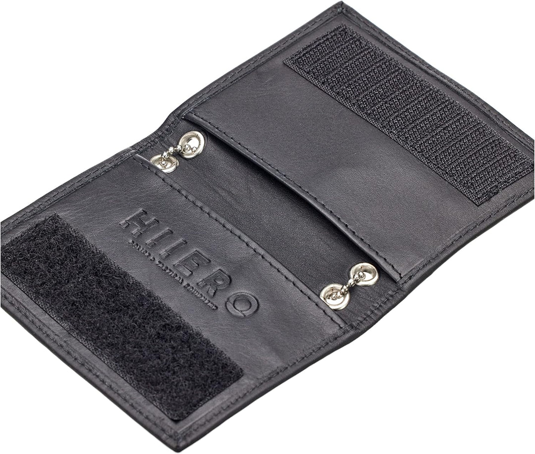 Ausweismappe Ovalfenster/Leder inkl. Metallkette/Prägung, Onsesize Schwarz Onsesize, Schwarz Onsesiz