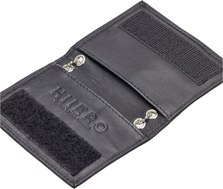 Ausweismappe Ovalfenster/Leder inkl. Metallkette/Prägung, Onsesize Schwarz Onsesize, Schwarz Onsesiz