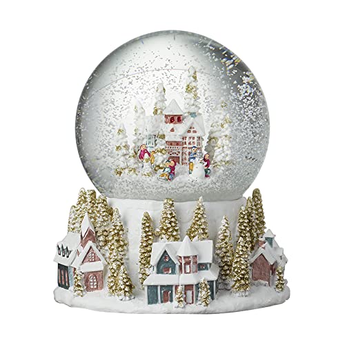 Grosse Weihnachtskugel mit Schnee-Alpenstadtlandschaft, dekorativer Sockel
