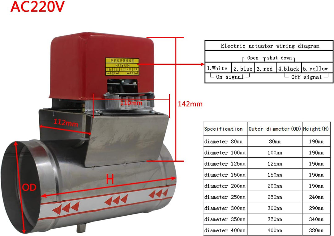 Elektrische drosselklappe ofen absperrklappe 80 100 125 150 200 250 300 350 400 mm - drosselklappe k