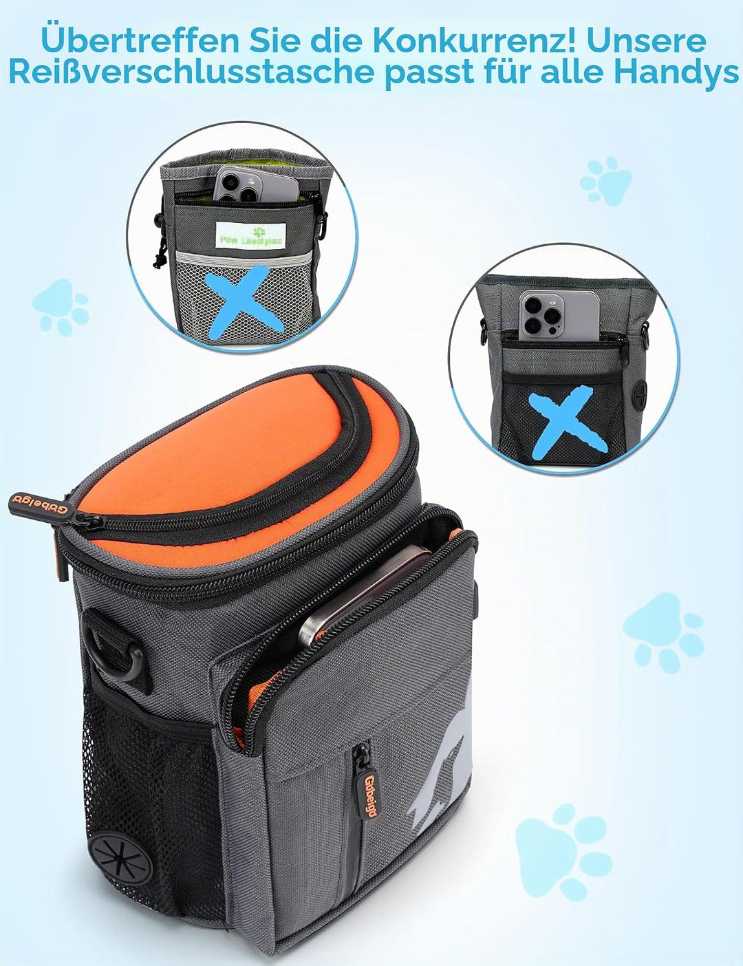 Gobeigo Hundeleckerlis Tasche und Trainingsklicker, Leckerli Tasche für Hunde, Leckerlibeutel mit Ko