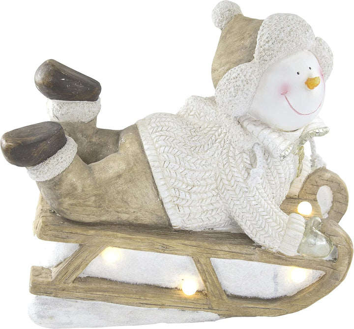 Deko Figur mit Beleuchtung (B) Schneemann auf Schlitten, (B) Schneemann auf Schlitten