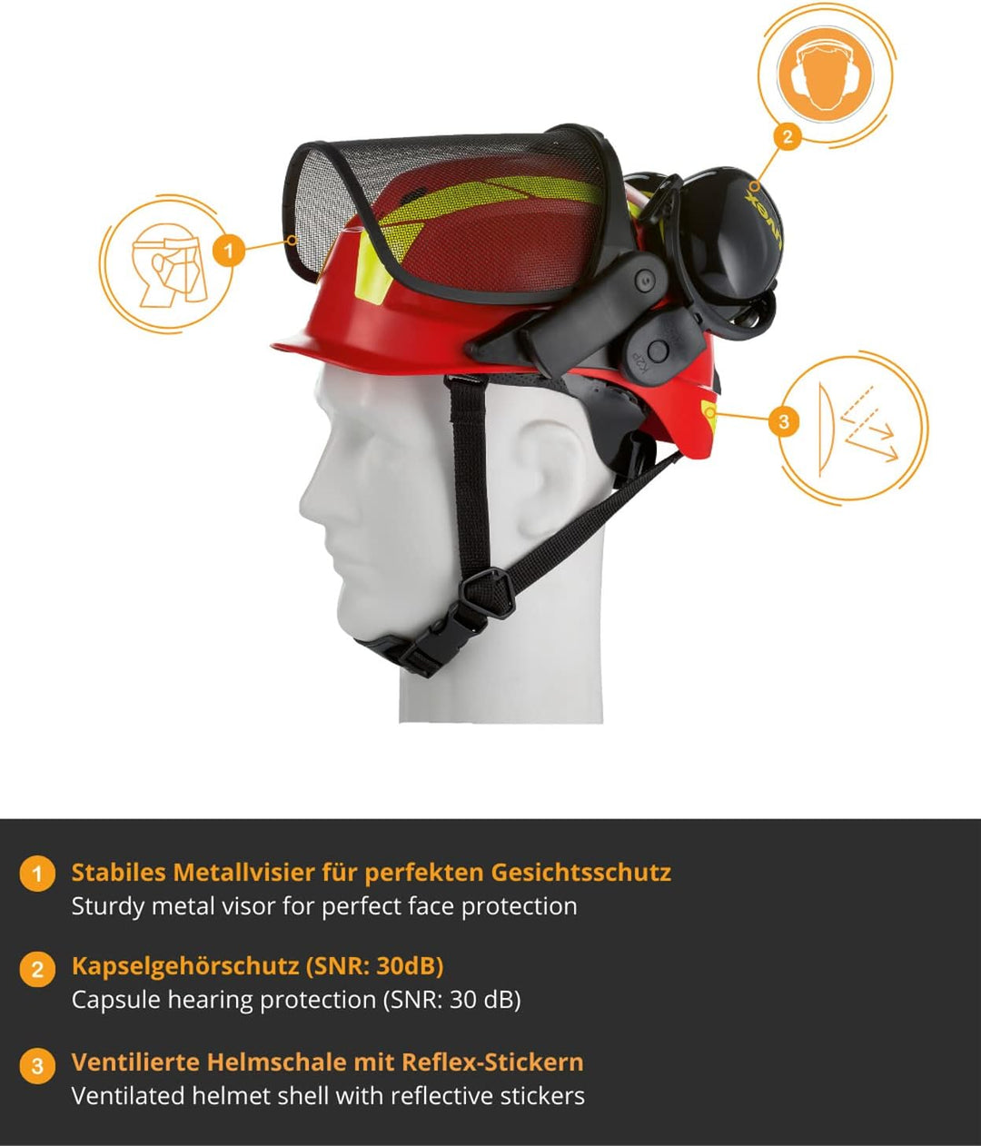 Uvex Pheos Forestry - Forsthelm mit Gehör- und Gesichtsschutz - SNR: 30dB Rot, Rot