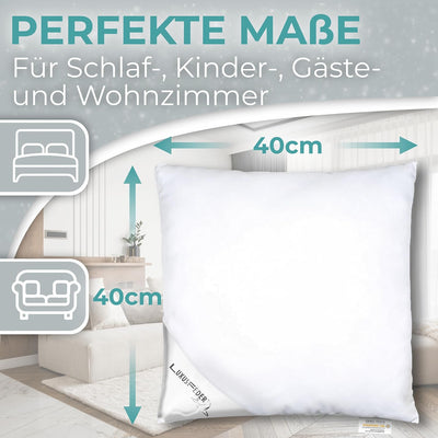 Luxusfeder Daunenkissen 40x40cm - Bezug 100% Baumwolle - Kopfkissen mit Daunenfüllung 200g - Daunen