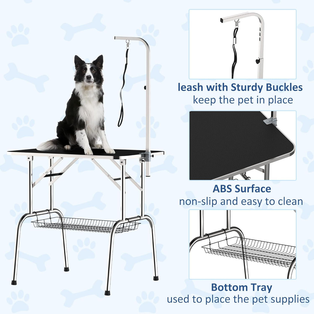 Pawhut Trimmtisch Tierpflegetisch Schertisch mit Korb Hundepflegetisch klappbar Hundefriseurtisch Hu