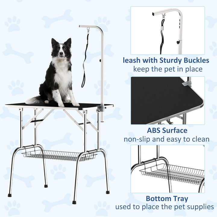 Pawhut Trimmtisch Tierpflegetisch Schertisch mit Korb Hundepflegetisch klappbar Hundefriseurtisch Hu