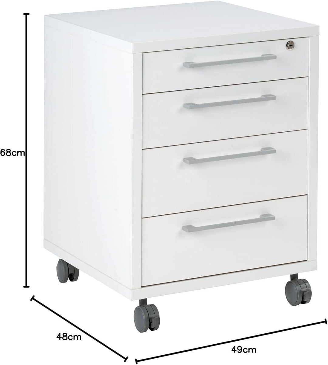 Container Rollcontainer Schubladenschrank | Weiss | 4 Schubladen | Abschliessbar