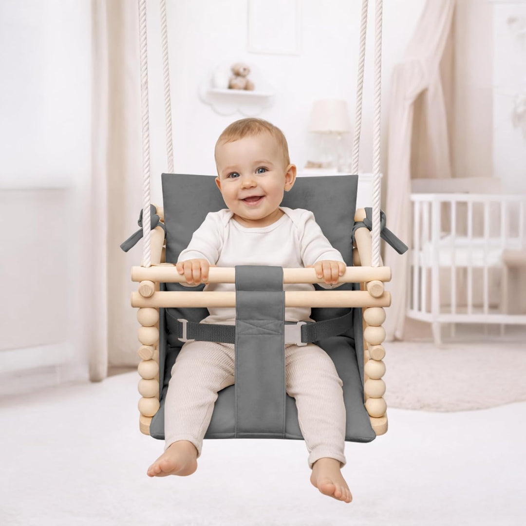MAMOI® Babyschaukel Holz | Indoor Babyschaukel | Kinderschaukel Indoor | Babyschaukel 3 in 1 + SICHE