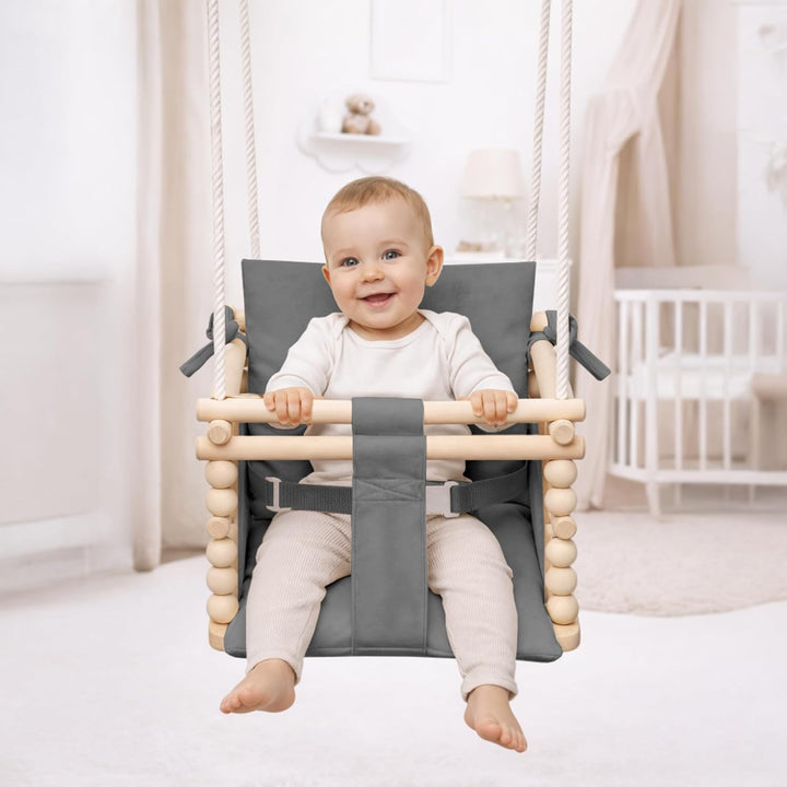 MAMOI® Babyschaukel Holz | Indoor Babyschaukel | Kinderschaukel Indoor | Babyschaukel 3 in 1 + SICHE