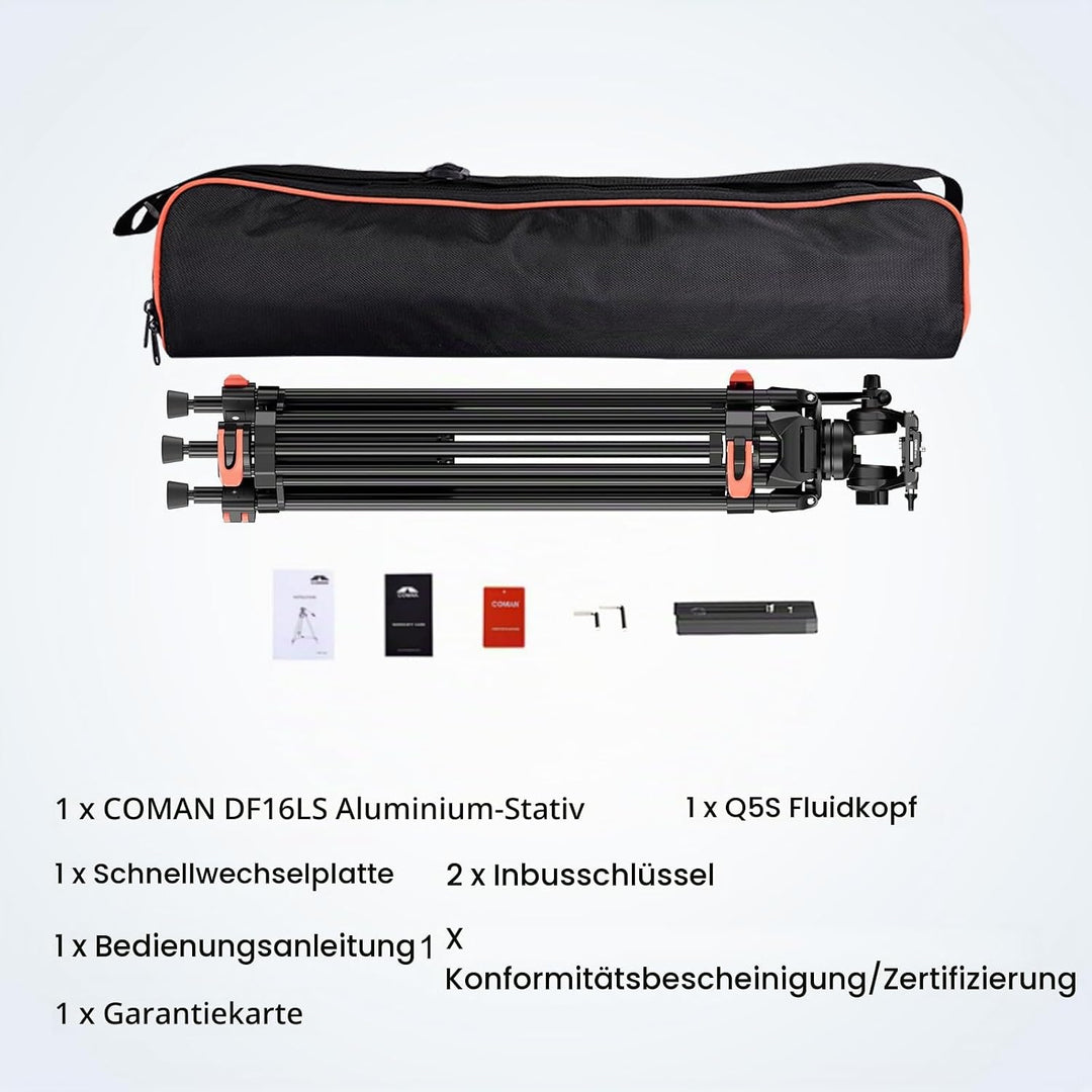 COMAN 188cm Kamera Stativ Robustes Professionelles Fotokamera Videostativ 360° Kugelkopf und 1/4&