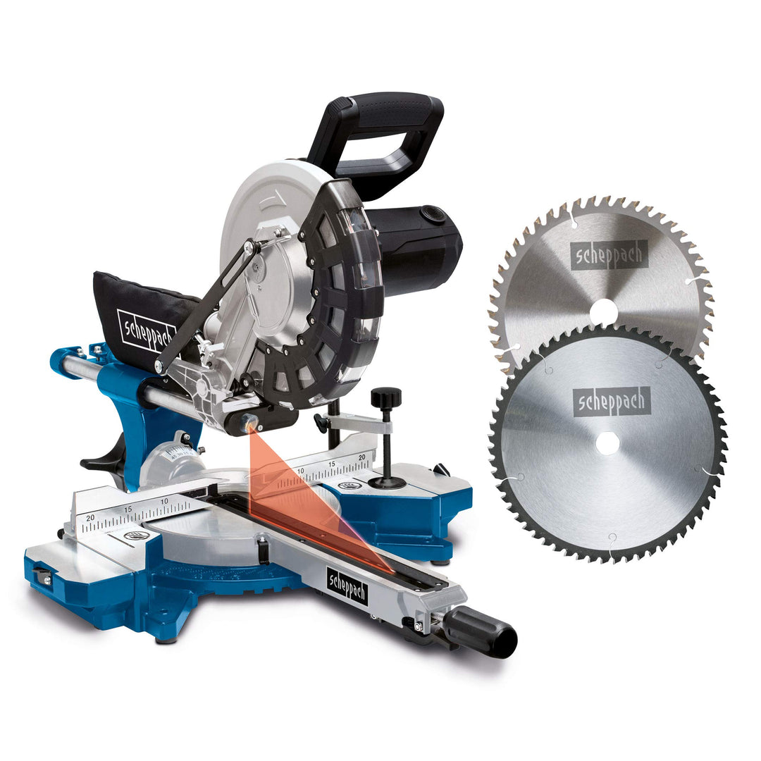 Scheppach HM254 Kappzugsäge mit Softstart & Laser - 2000W Leistung |Ø 255mm Sägeblatt | Schnittbreit