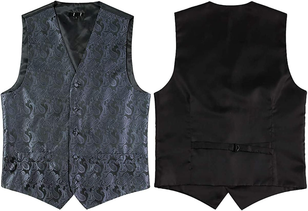 PARKLEES Klassische Herren-Weste, 3-teilig, Paisleymuster, Krawatte, Einstecktuch, Set, Hochzeit, Ab
