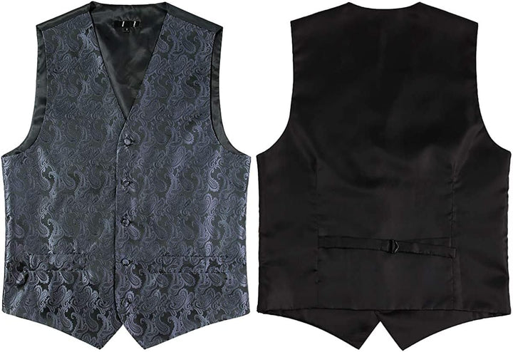 PARKLEES Klassische Herren-Weste, 3-teilig, Paisleymuster, Krawatte, Einstecktuch, Set, Hochzeit, Ab