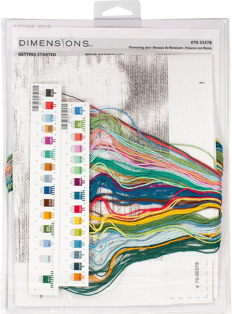 Dimensions D70-35378 Flowers in Mason Kreuzstich-Set, 14-fädiger Aida-Stoff, 35,6 x 25,4 cm Counted