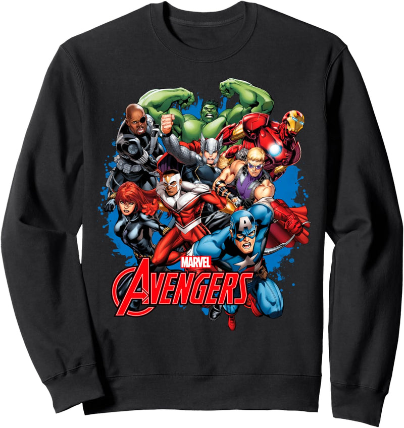 Marvel The Avengers Group Shot Splattered Background Poster Sweatshirt