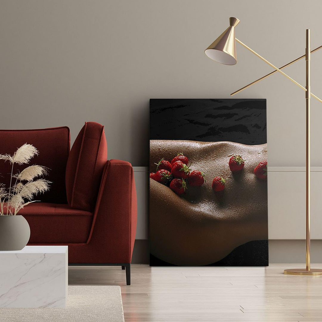 Bilder auf Leinwand 55x100cm Leinwandbild mit Rahmen Frau Wasser Tröpfchen Tau Gross Wanddeko Bild S
