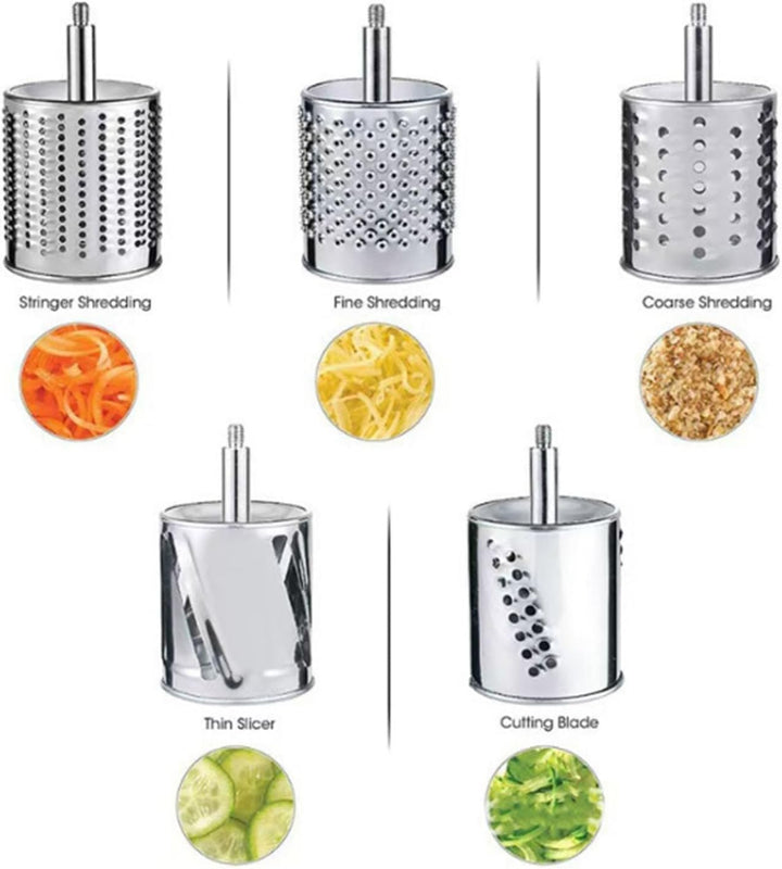 Nussmühle, 5 Trommeln, manuell, Edelstahl, Nusszerkleinerer, Saugnapfbasis für Walnüsse, Käse, multi