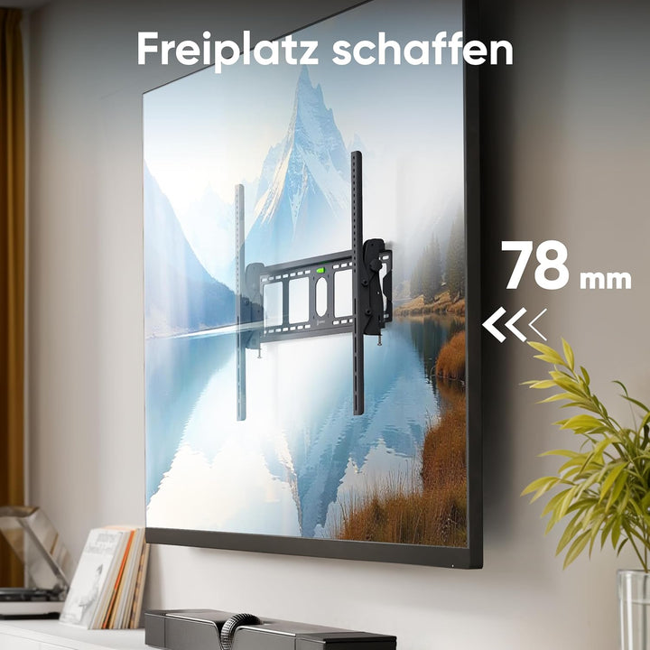 ONKRON TV Wandhalterung neigbar für 55-100 Zoll Fernseher bis zu 75 kg, TV Halterung flach Ultra Sli