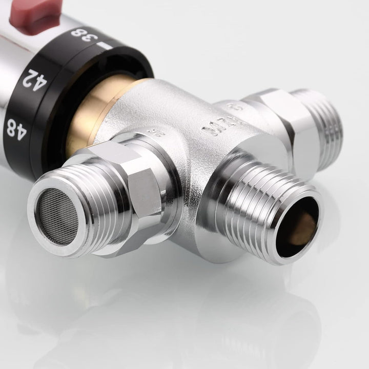 CIENCIA Thermostatventil 1/2 zoll 3 Wege Ventil Thermostat Messing Duschthermostat Brausethermostat