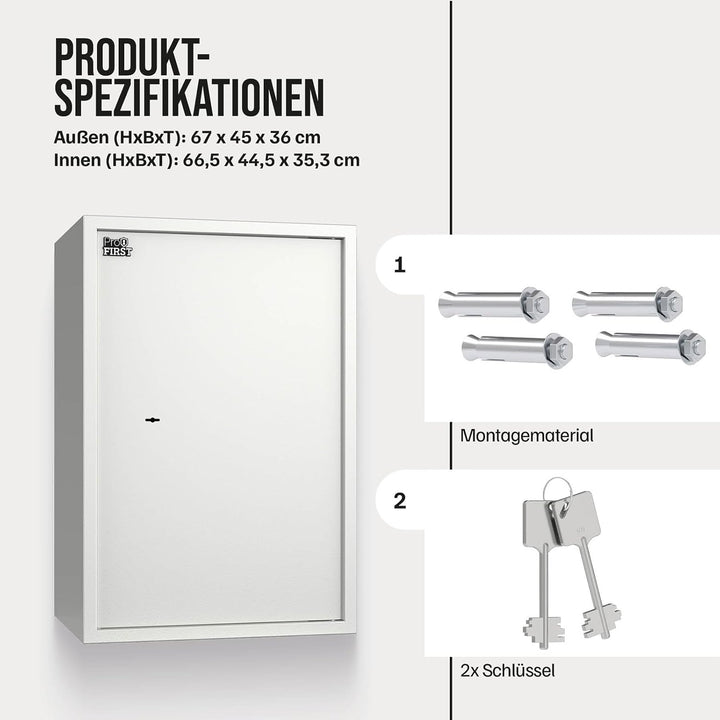 Profirst Möbeltresor Guardian 5 Stahl Doppelbartschloss 2 Schlüssel 2 verstellbare Fachböden Filzunt