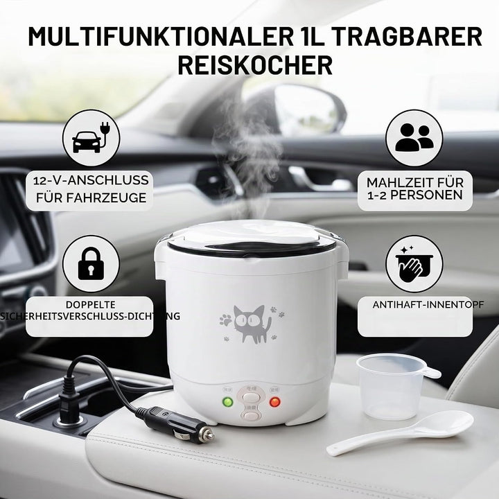 Kleiner Reiskocher, tragbarer Reiskocher, 12 V, für Auto, Heizfunktion und Warmhaltung, kann als ele
