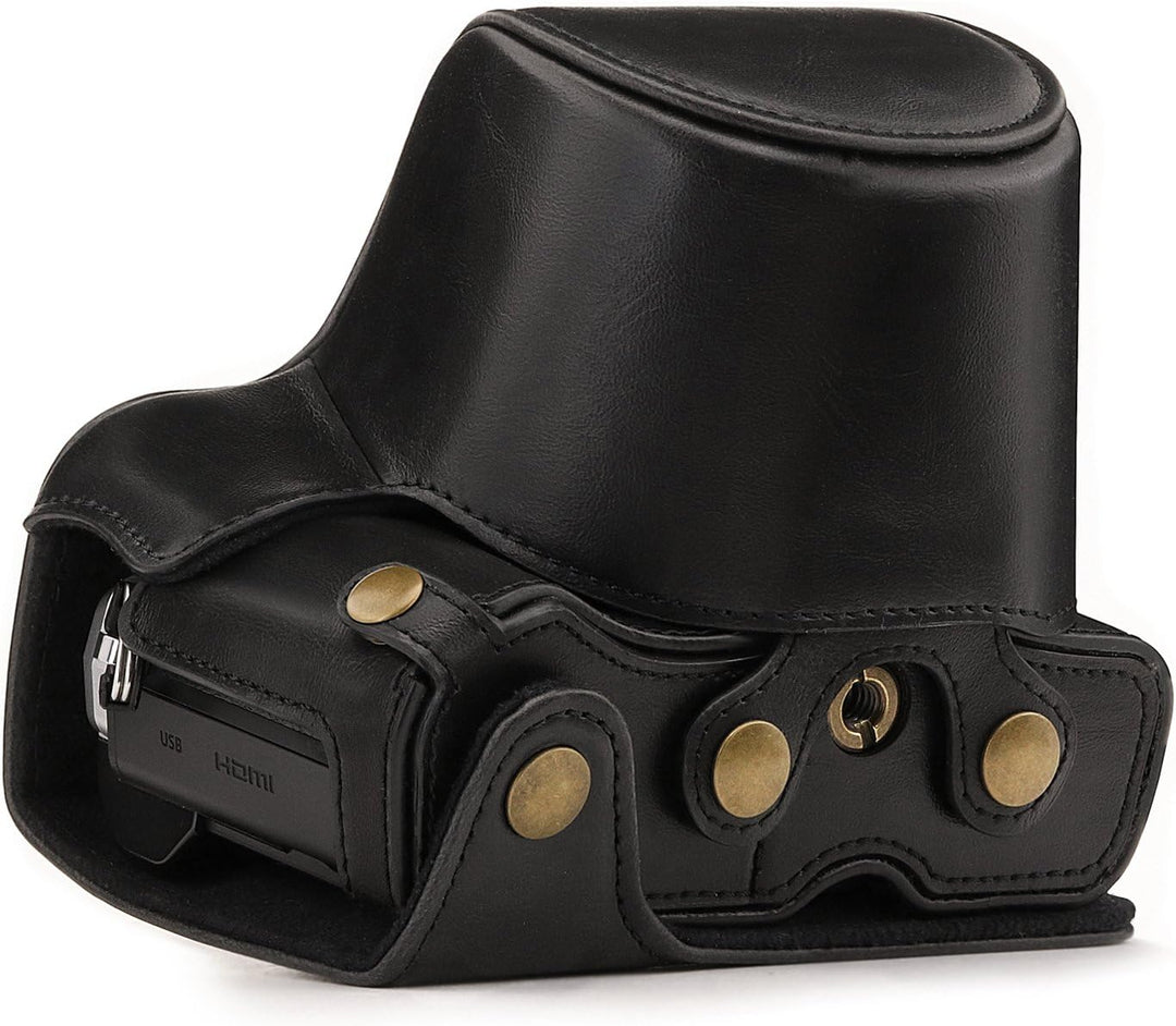 MegaGear Olympus OM-D E-M10 Mark III (14-42mm) Ever Ready Leder Kamera-Case mit Trageriemen und Batt