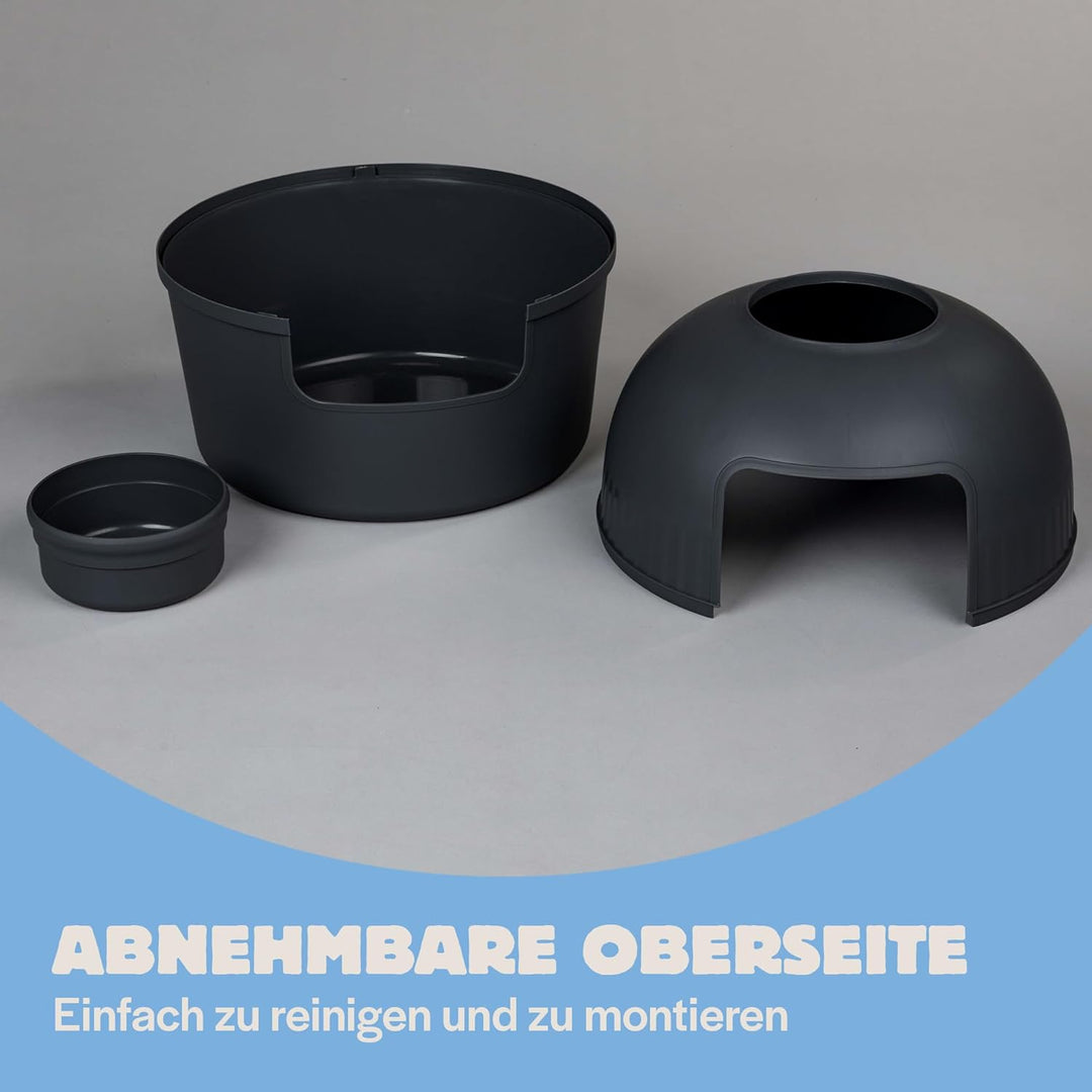 RHRQuality Katzentoilette Flower XXL unsichtbare Katzenklo mit Deckel 51Ø x 55cm (Schwarz), Schwarz