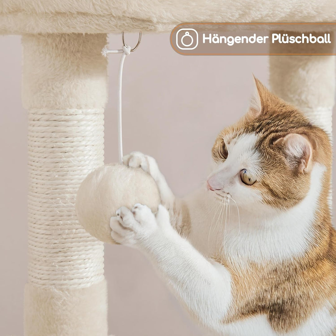 Yaheetech Kratzbaum 107 cm Stabiler Katzenbaum Kletterbaum, mit Katzenhöhle Kratzbrett Plüsch Sisal,