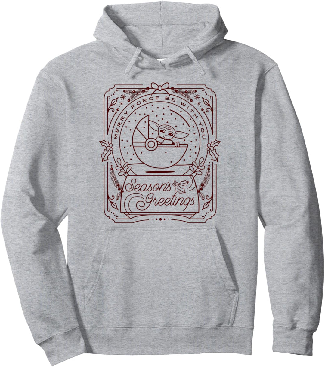Star Wars Christmas The Child Season's Greetings Line Art Pullover Hoodie