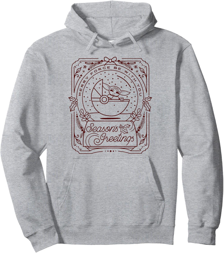 Star Wars Christmas The Child Season's Greetings Line Art Pullover Hoodie