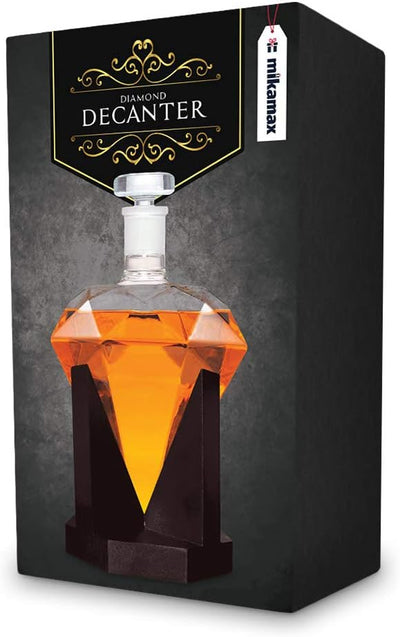 mikamax - Diamant Dekanter - Whiskey Dekanter Set - Diamantkaraffe - 850ml - inkl. Dekanterständer -