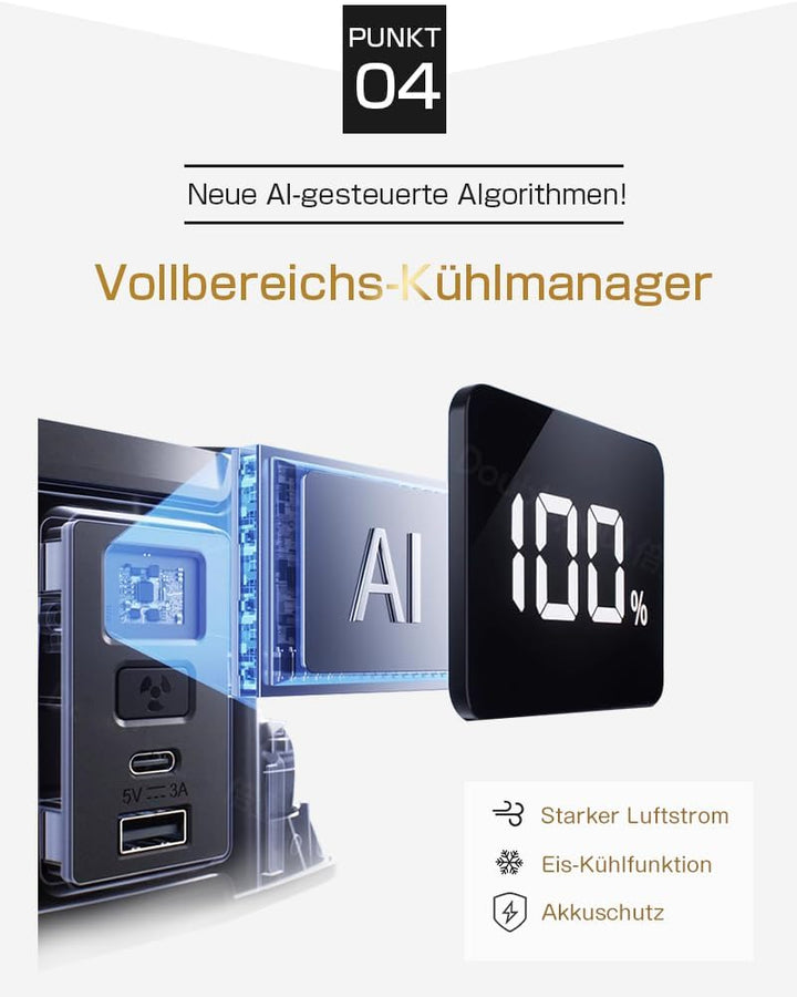 SLuB Tragbarer 4-in-1 Ventilator: Hand-, Hals-, Gürtel- und Tischnutzung. 10 Windgeschwindigkeiten,