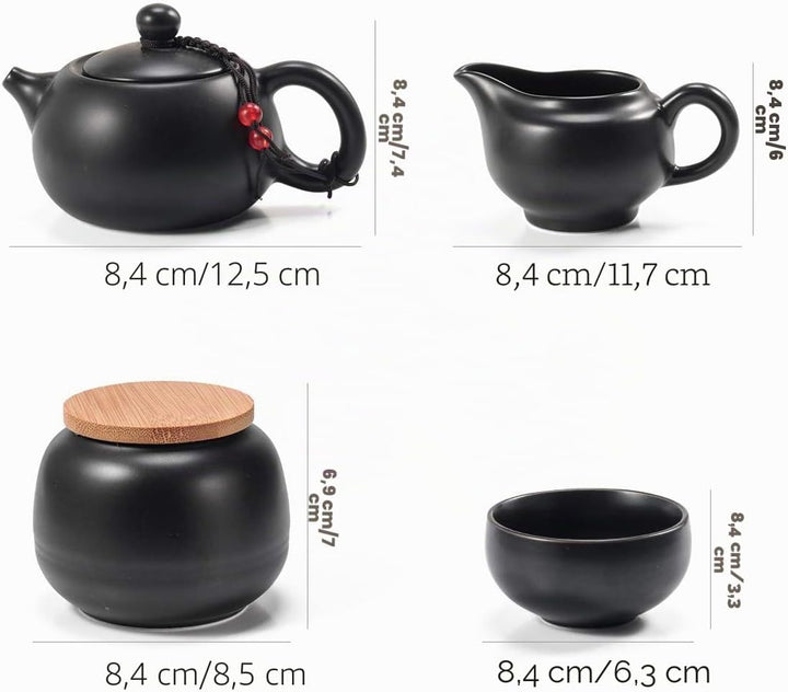 Lyty Chinesisches Teekannen-Set mit Tablett Infuser – Reise-Keramik-Tee-Set Porzellan-Teekanne, trag