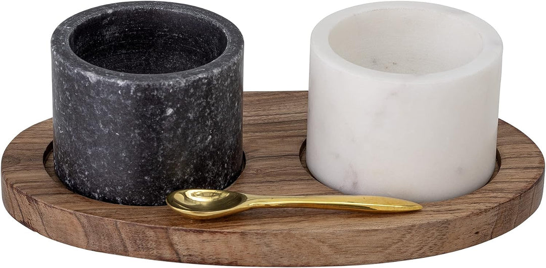 Bloomingville Salzglas mit Löffel Florio, schwarz, Marmor