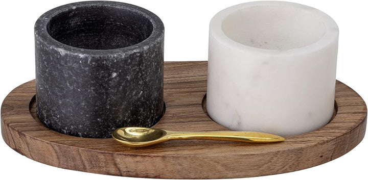 Bloomingville Salzglas mit Löffel Florio, schwarz, Marmor