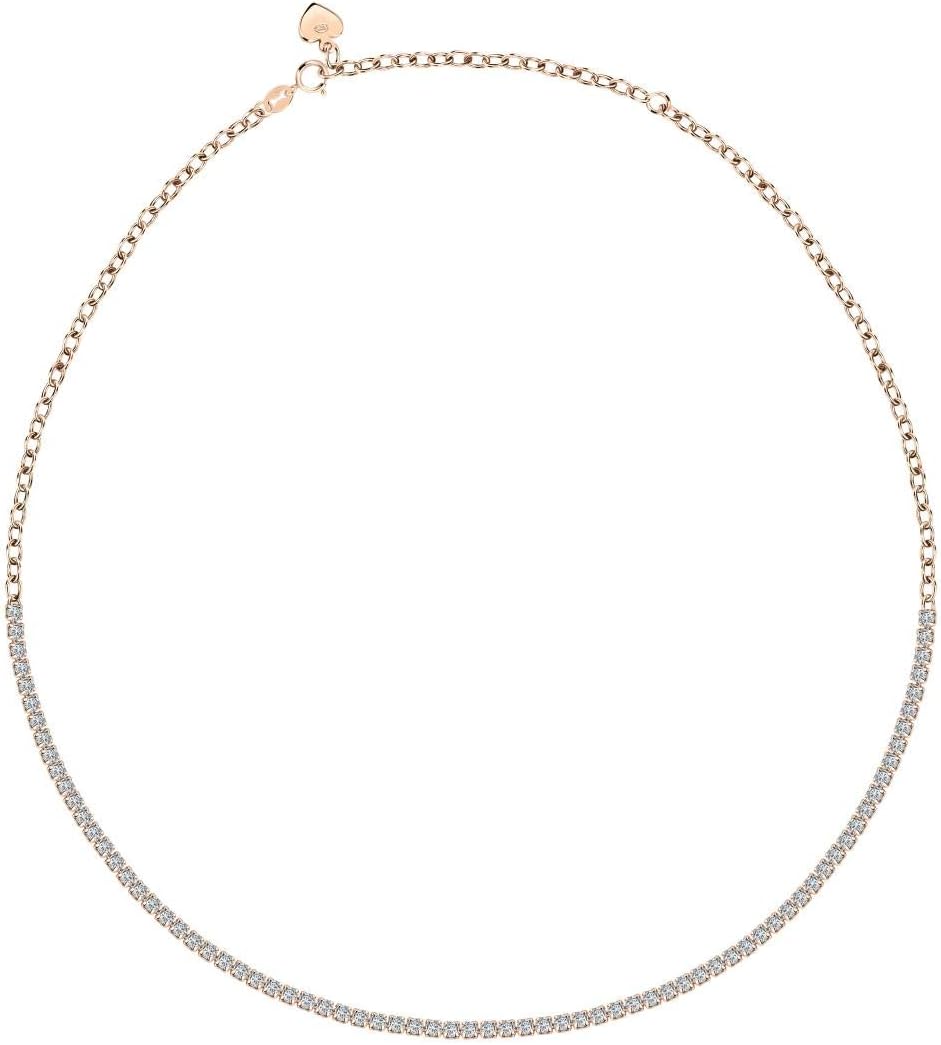 Bluespirit ESSENTIAL Collana Donna in Argento 925 Rosè, Zirconi - P.25R210001200