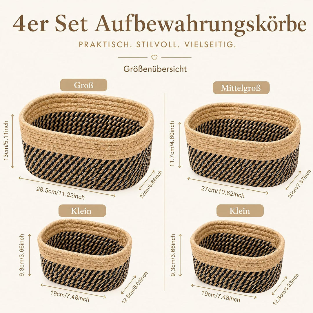 Jiahuade 4er Set Aufbewahrungskorb Geflochten Baumwollseil Stil E, Stil E