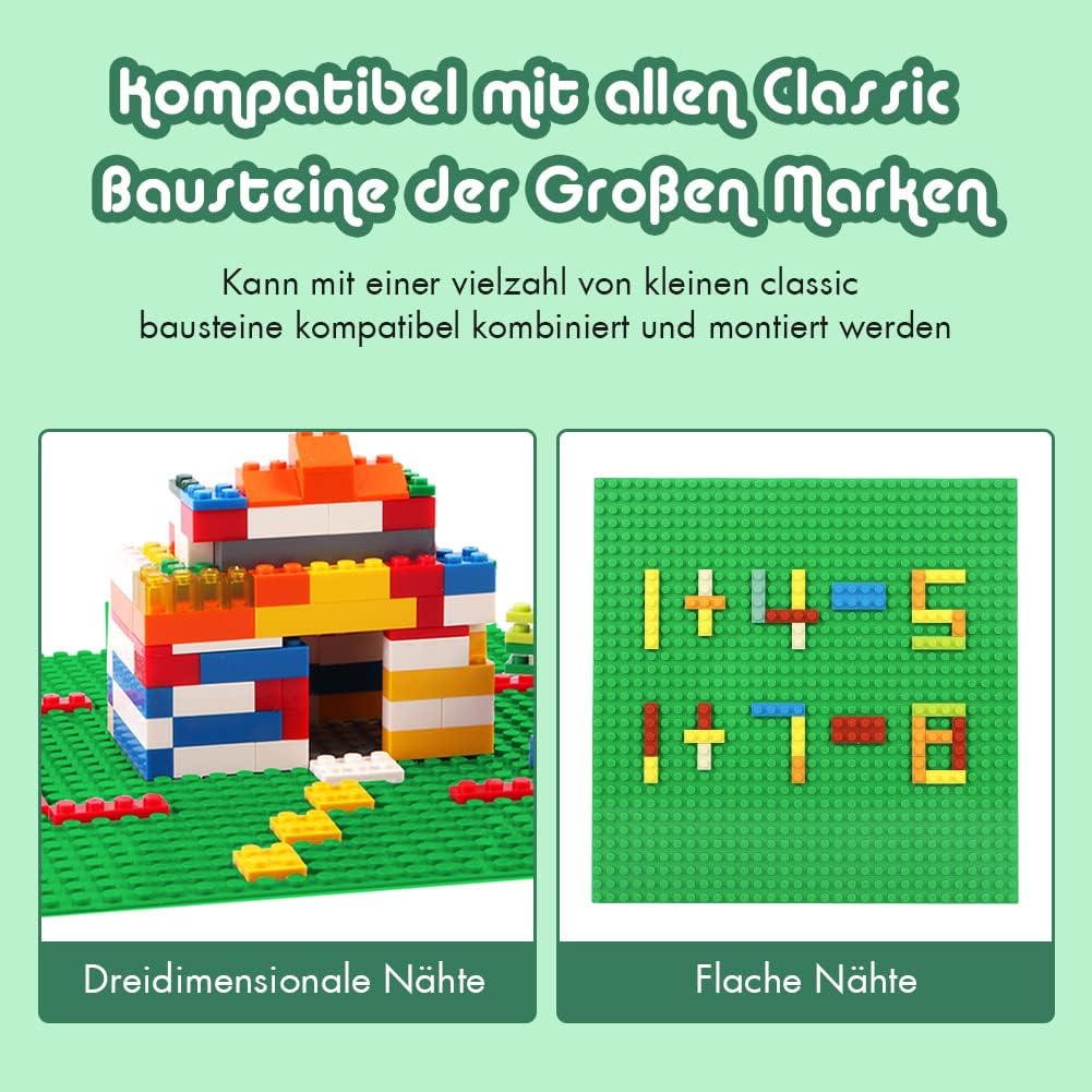 Lekebaby 6 Platten-Set Bauplatte Kompatibel mit Meisten Marken, 25 * 25cm, Grüne Grundplatte Grüne 6