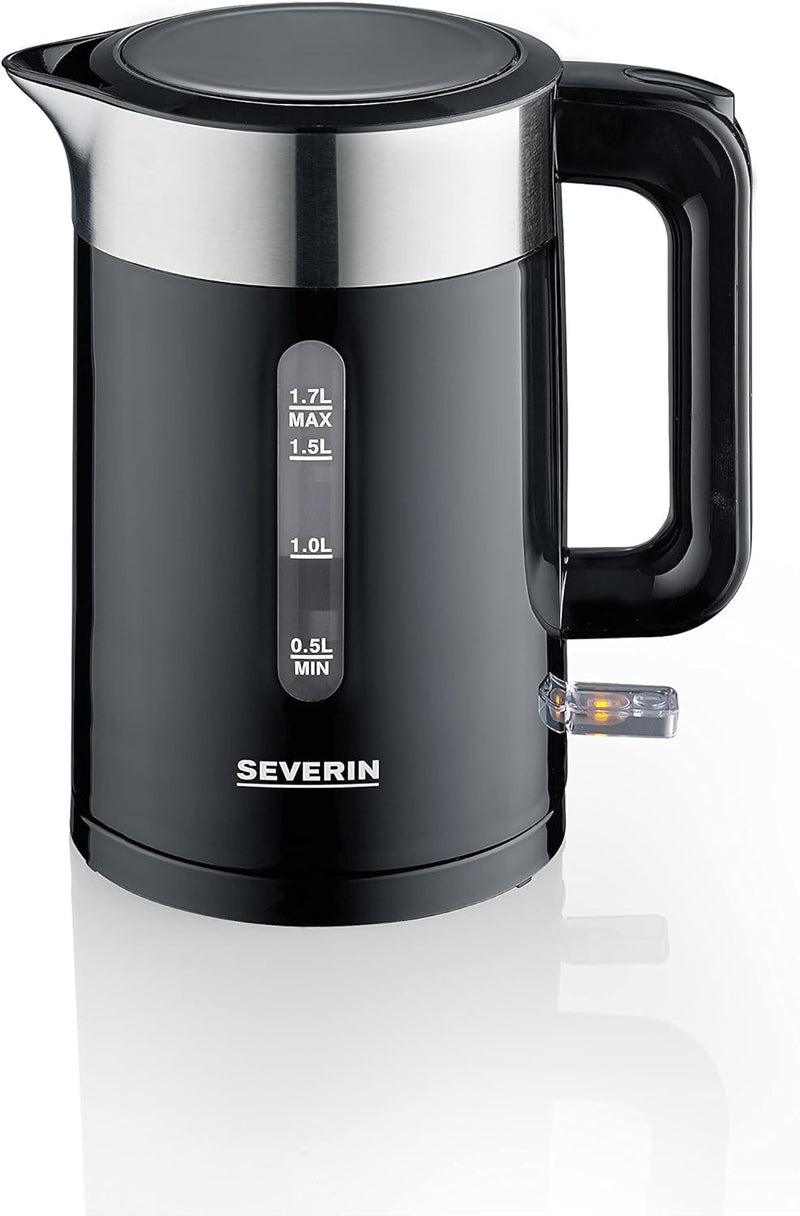 SEVERIN WK 9265 Schwarz-Edelstahl Wasserkocher schnurlos 1,7 Liter