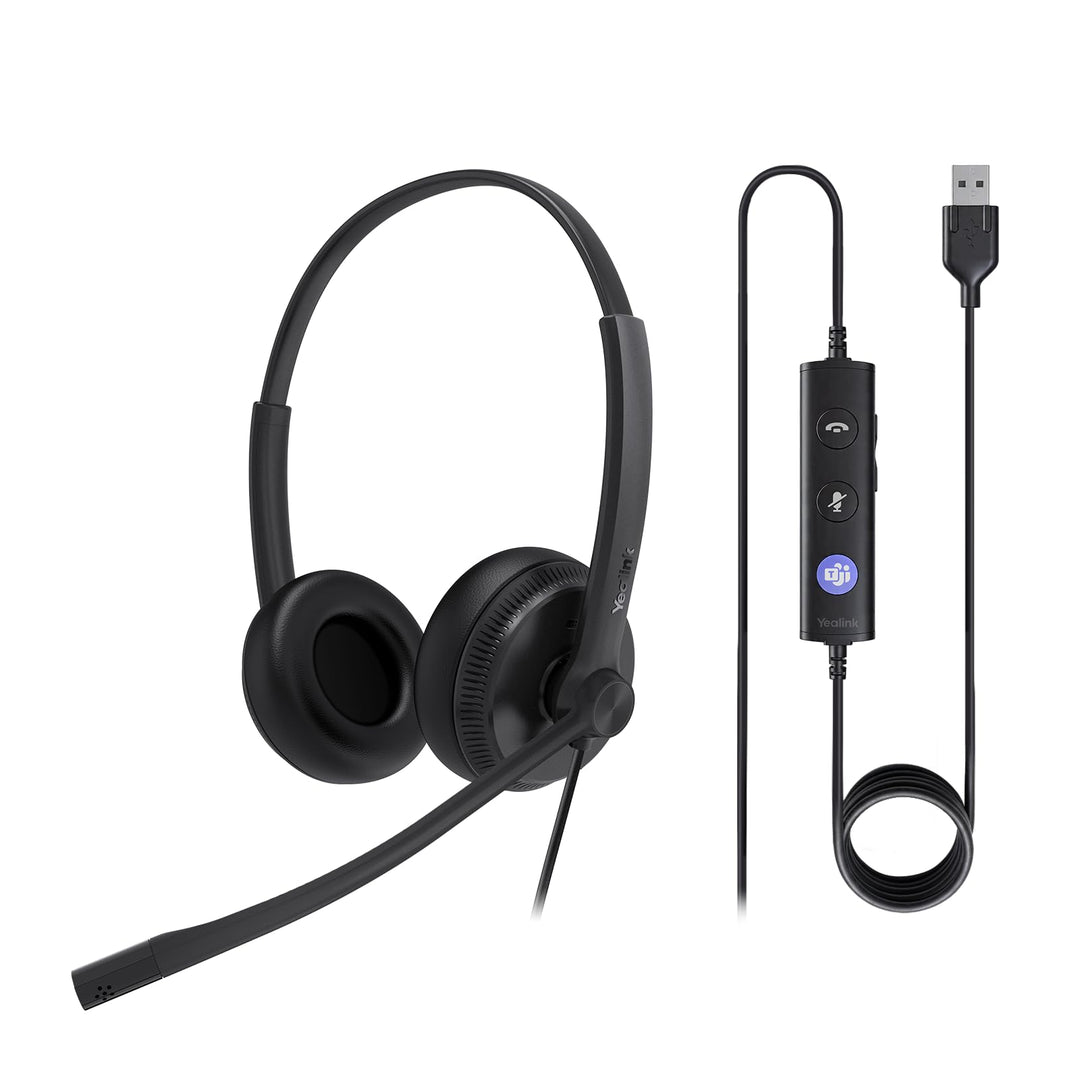 Yealink UH34 USB Stereo Headset mit Noise-Cancelling Mikrofon Kabelgebundenes PC Headset über USB-A