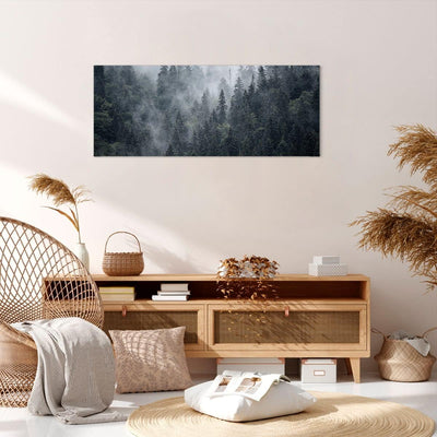 Wandbilder Dekoration Wohnzimmer Wald Baum Natur Panorama Bilder auf Leinwand 120x50cm Leinwandbild