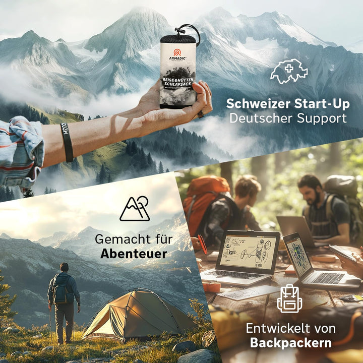 Hüttenschlafsack aus Mikrofaser oder Bio-Baumwolle (nur 230g / 380g) - Ultra leicht, klein und dünn.
