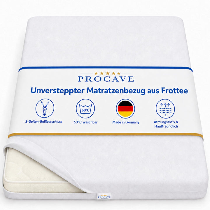 PROCAVE Matratzenbezug Frottee unversteppt 90 x 200 cm | Matratzen-Höhe 23-28cm | Matratzenschoner 9