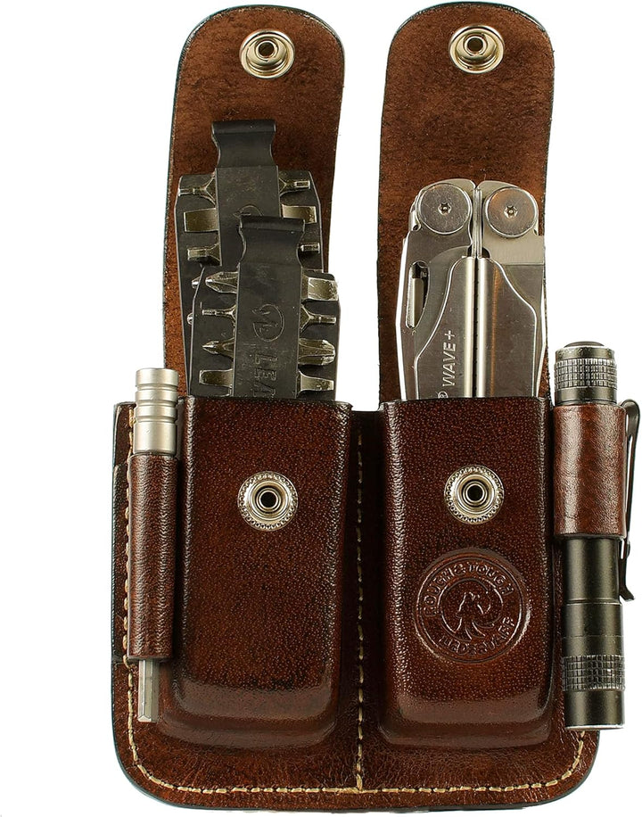 Ledertaff Lederholster für Leatherman und andere Multitools zum Tragen am Gürtel, Platz für Bit Kit