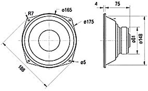 Best Price Square Visaton VS-WS17E/8 – Lautsprecher (Universal, 16,5 cm (6,5 Zoll), 17 cm, Papier, 6