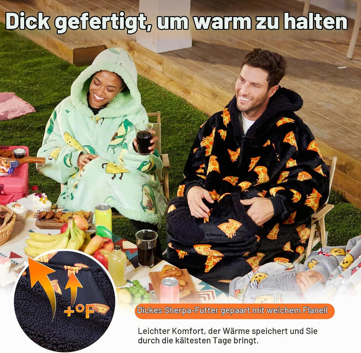 Giggling Getup tragbare Decken Hoodie – Übergrosse Flanell Sherpa Fleece Sweatshirt Decke für Erwach