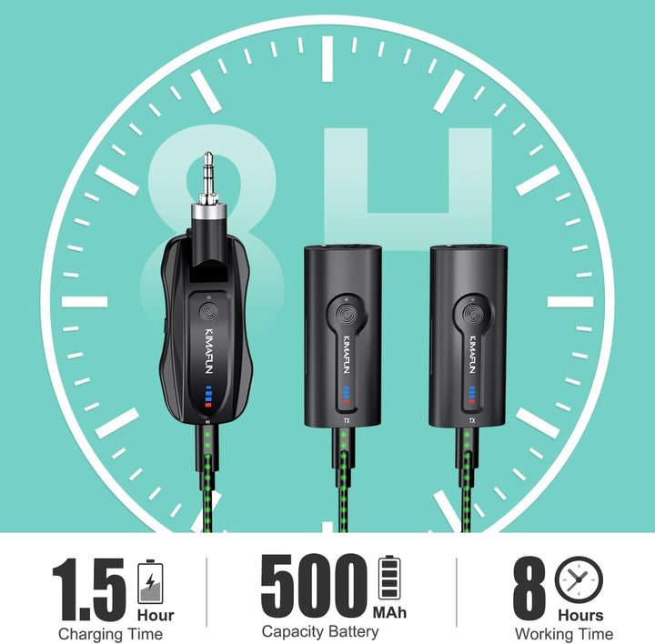 KIMAFUN 2.4G Drahtloses Headset und Lavalier Mikrofon für 2 Personen, Kabelloses Ansteckmikrofon Wir