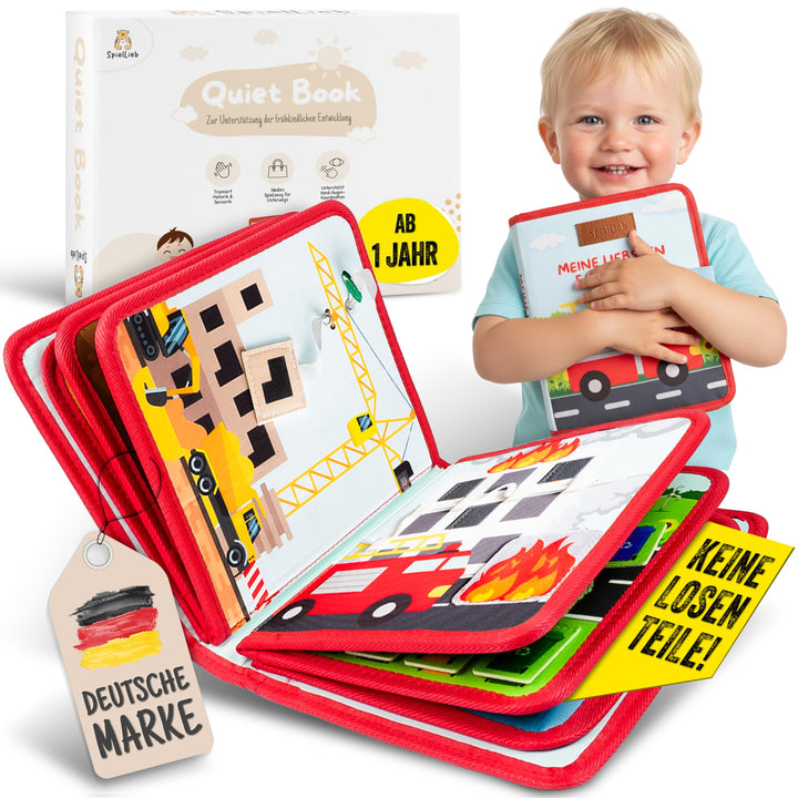 Montessori Quiet Book ab 1 Jahr - interaktives Busy Board ab 1 Jahr mit Fahrzeugen - Quiet Book & Mo